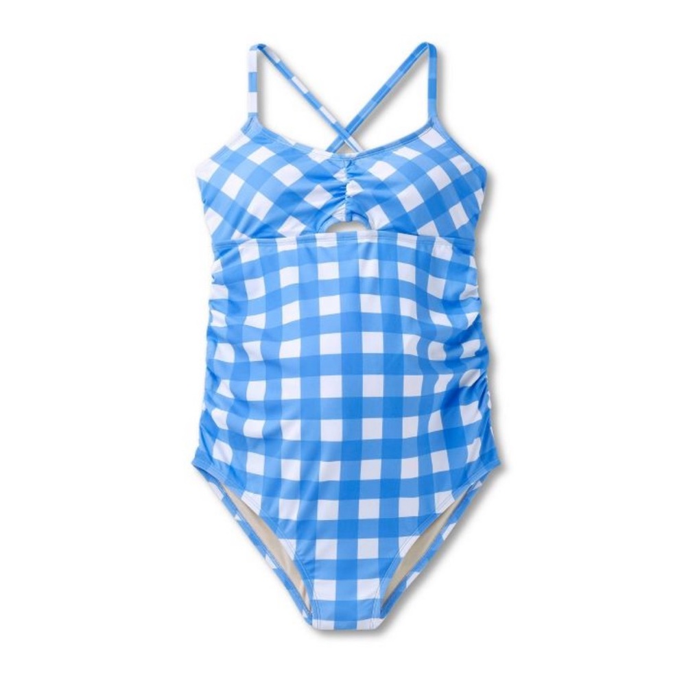 Isabel Maternity by Ingrid & Isabel Blue and White Gingham One-Piece Swimsuit